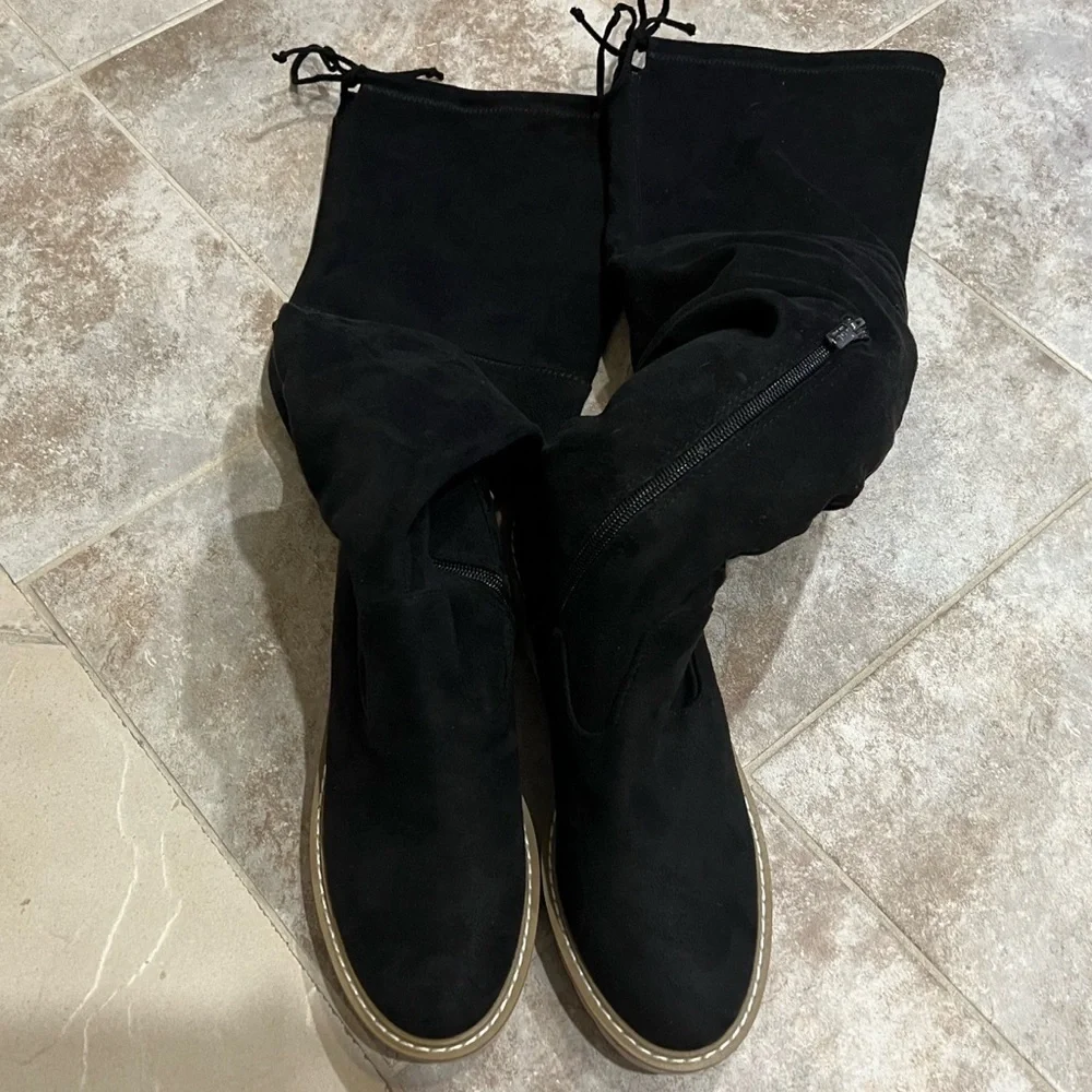 🆕 Nicole Miller Bass over the knee faux suede stretch tall black boots